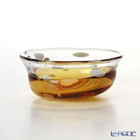 津軽びいどろ 秋村実工房 12ヶ月コレクション 盃 10月 秋の空 アンバー／クリア F-62205