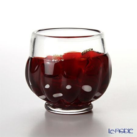 津軽びいどろ 秋村実工房 12ヶ月コレクション 盃 11月 初冬 レッド／クリア F-62206