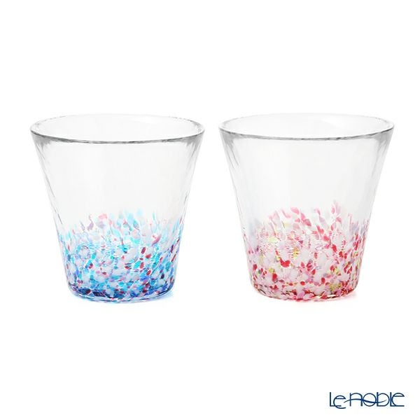 津軽びいどろ にほんの色 舞う桜と春の空 グラスペア （ふうけい）260ml FS-62505