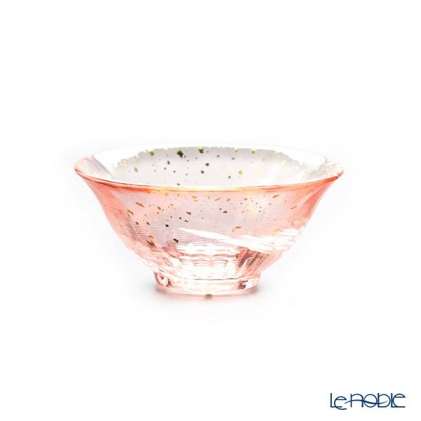 津軽びいどろ 金彩盃 爽華（さやか） 花霞（はながすみ） 木箱入 ピンク F-71847