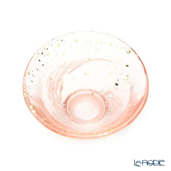 津軽びいどろ 金彩盃 爽華（さやか） 花霞（はながすみ） 木箱入 ピンク F-71847