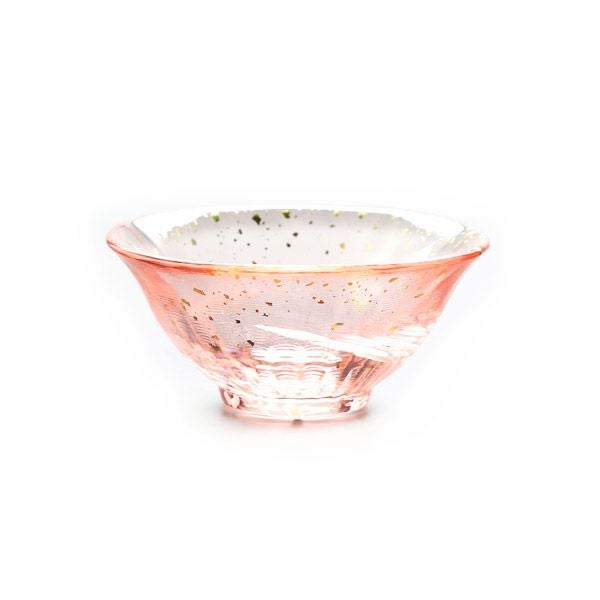 津軽びいどろ 金彩盃 爽華 花霞 木箱入 ピンク