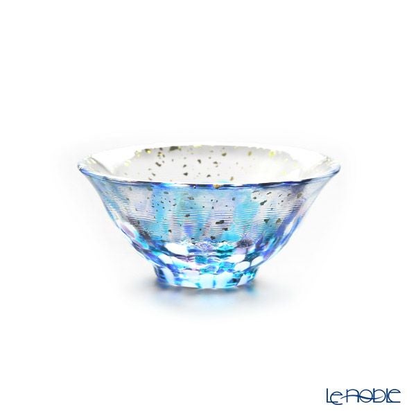 津軽びいどろ 金彩盃 爽華（さやか） 夏影（なつかげ） 木箱入 ブルー F-71849