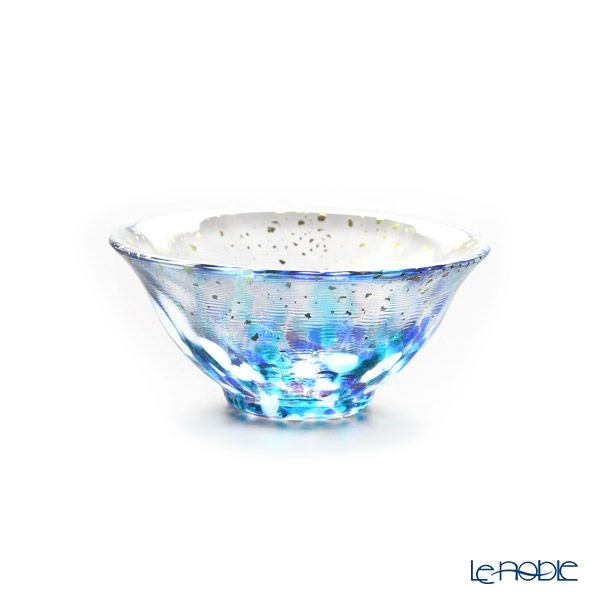津軽びいどろ 金彩盃 爽華（さやか） 夏影（なつかげ） 木箱入 ブルー F-71849