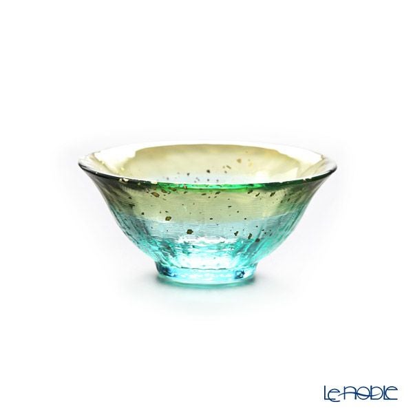 津軽びいどろ 金彩盃 爽華（さやか） 月明（つきあかり） 木箱入 グリーン F-71850