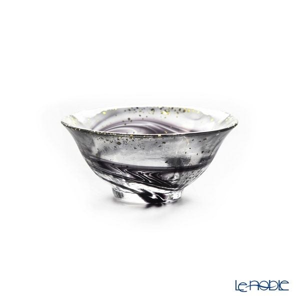 津軽びいどろ 金彩盃 爽華（さやか） 星夜（ほしよ） 木箱入 ブラック F-71851