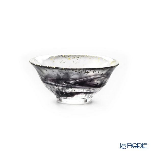 津軽びいどろ 金彩盃 爽華（さやか） 星夜（ほしよ） 木箱入 ブラック F-71851