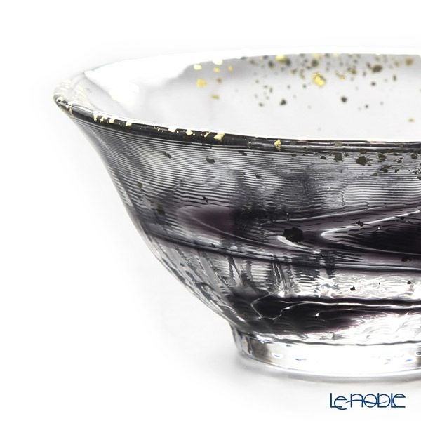 津軽びいどろ 金彩盃 爽華（さやか） 星夜（ほしよ） 木箱入 ブラック F-71851