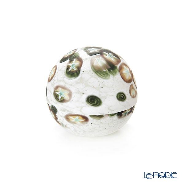 【1点限り】津軽びいどろ 大川薫工房 香合 ブラック／ホワイト OK16-3073