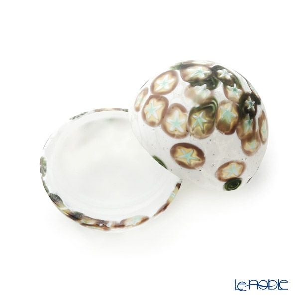 【1点限り】津軽びいどろ 大川薫工房 香合 ブラック／ホワイト OK16-3073