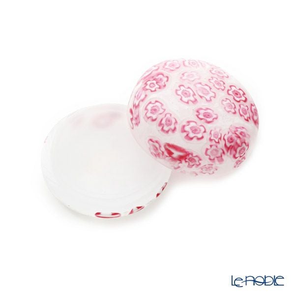 【1点限り】津軽びいどろ 大川薫工房 香合 ピンク／ホワイト OK16-3067