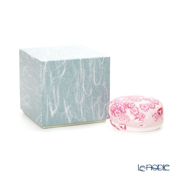 【1点限り】津軽びいどろ 大川薫工房 香合 ピンク／ホワイト OK16-3067