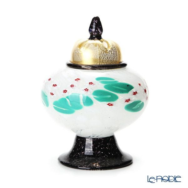 【1点限り】津軽びいどろ 大川薫工房 香炉 ホワイト／グリーン OK21-3026