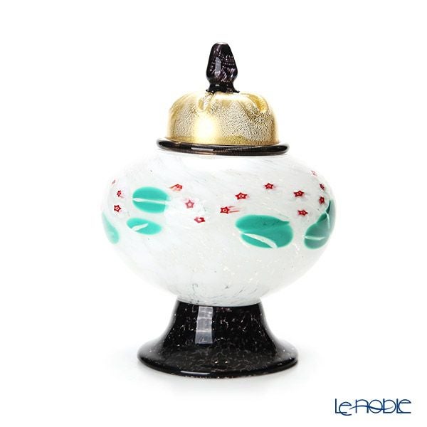 【1点限り】津軽びいどろ 大川薫工房 香炉 ホワイト／グリーン OK21-3026