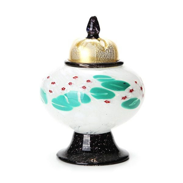 【1点限り】津軽びいどろ 大川薫工房 香炉 ホワイト／グリーン OK21-3026