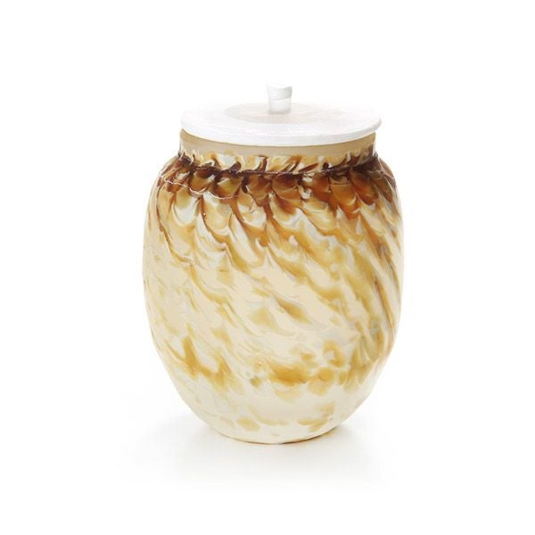 【1点限り】津軽びいどろ 大川薫工房 茶入 ブラウン／ホワイト OK16-3037