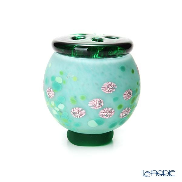 【1点限り】津軽びいどろ 大川薫工房 香炉 グリーン／ピンク OK17-3029