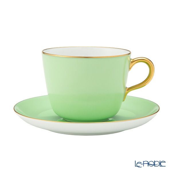 大倉陶園 色蒔き ティーカップ＆ソーサー／モーニング碗皿 295ml ライトグリーン 1051／26C