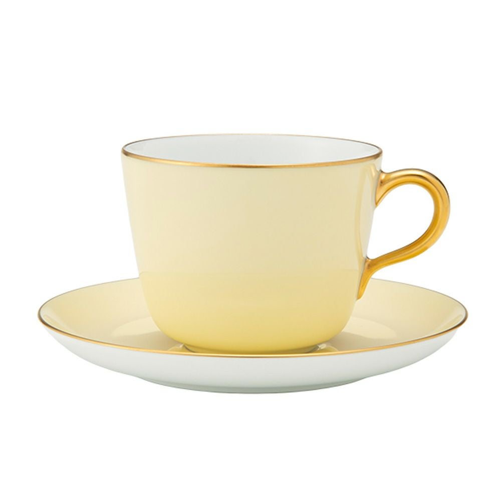 蓋付きクリーム色の装飾器 大倉陶園 色蒔き ティーカップ＆ソーサー／モーニング碗皿 295ml