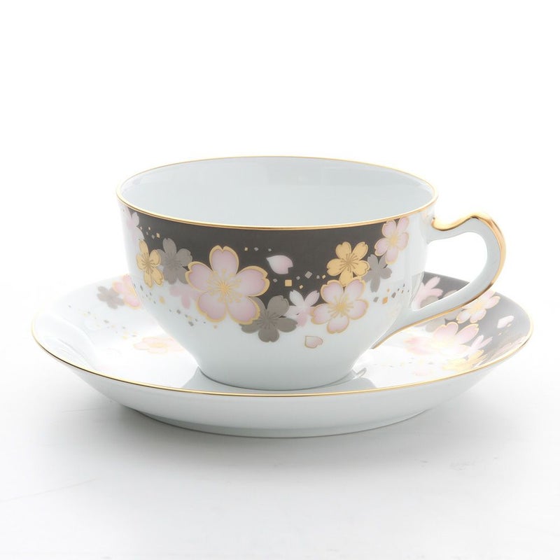 大倉陶園 友禅桜 ティー・コーヒー碗皿（カップ＆ソーサー） 1C／A682-2