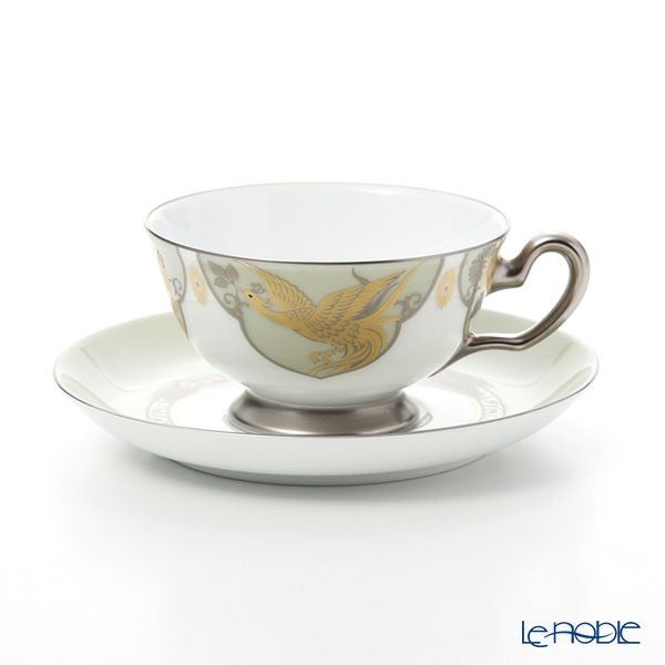 大倉陶園 鳳凰榮白樺紋 碗皿ペアセット 6CR／A946-1