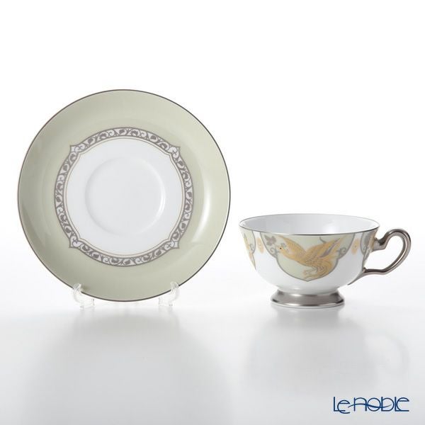 大倉陶園 鳳凰榮白樺紋 碗皿ペアセット 6CR／A946-1