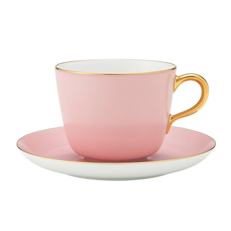 大倉陶園 色蒔き ティーカップ＆ソーサー／モーニング碗皿 295ml ピンク 1091-1／26C