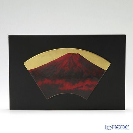 ノリタケ スタジオコレクション 扇型陶額 赤富士 額36×23.5cm K100／AC195