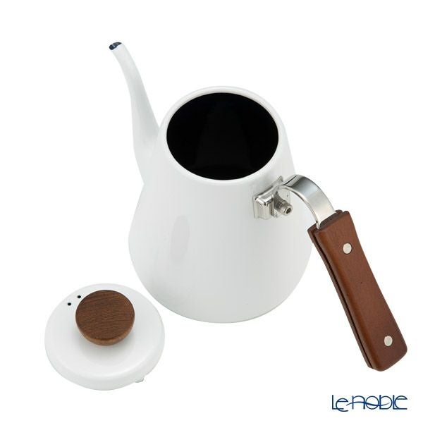 ハリオ ボナ・琺瑯ドリップケトル BDK-80-W 実用容量800ml【直火・IH用】