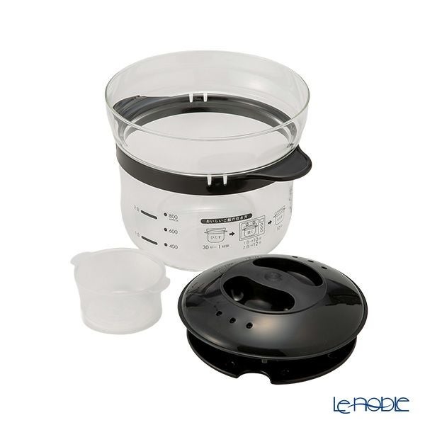 ハリオ ガラスのレンジご飯釜 1~2合用 計量カップ付き XRCN-2-B【電子レンジ用】