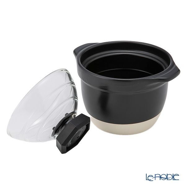 ハリオ フタがガラスのご飯釜 1-2合用 GNR-150-B-W【直火用】