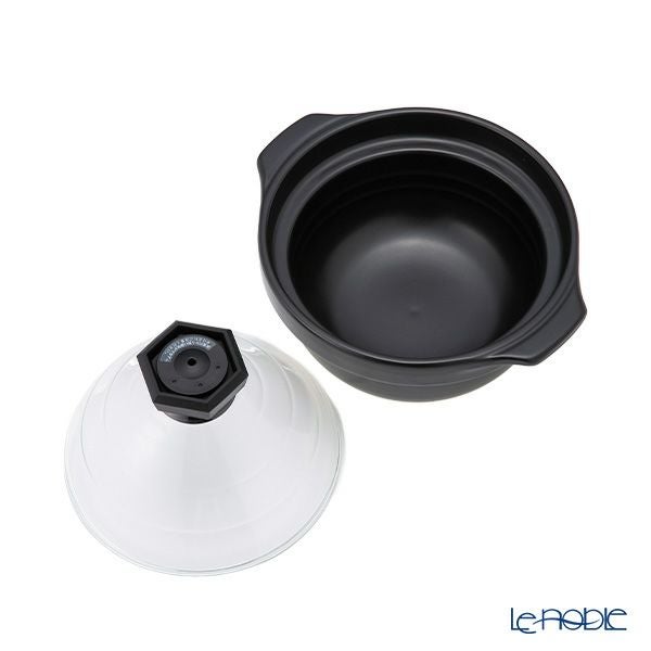 ハリオ フタがガラスのご飯釜 2-3合用 GNR-200-B-W【直火用】