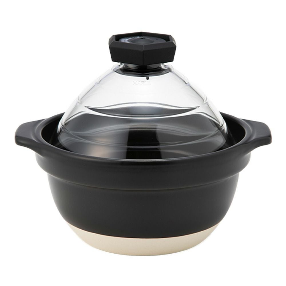 ハリオ フタがガラスのご飯釜 2-3合用 GNR-200-B-W【直火用】