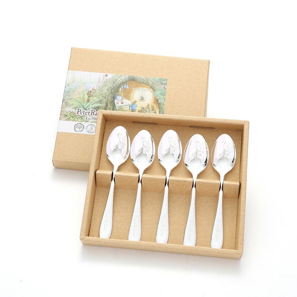 ピーターラビット PR-0250 皿中レーザー ティースプーン（銀仕上） 5本セット
