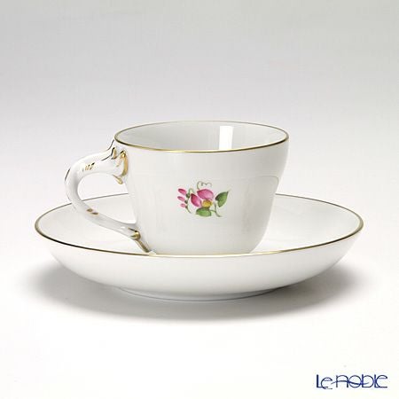 アウガルテン（AUGARTEN） シンプルブーケ（5052C） ピンクのバラ モカカップ＆ソーサー ロココ（070）