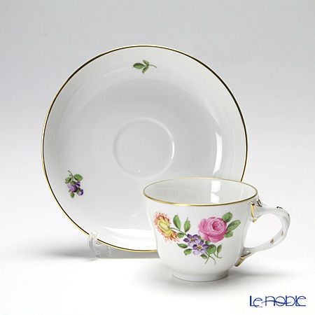 アウガルテン（AUGARTEN） シンプルブーケ（5052C） ピンクのバラ モカカップ＆ソーサー ロココ（070）