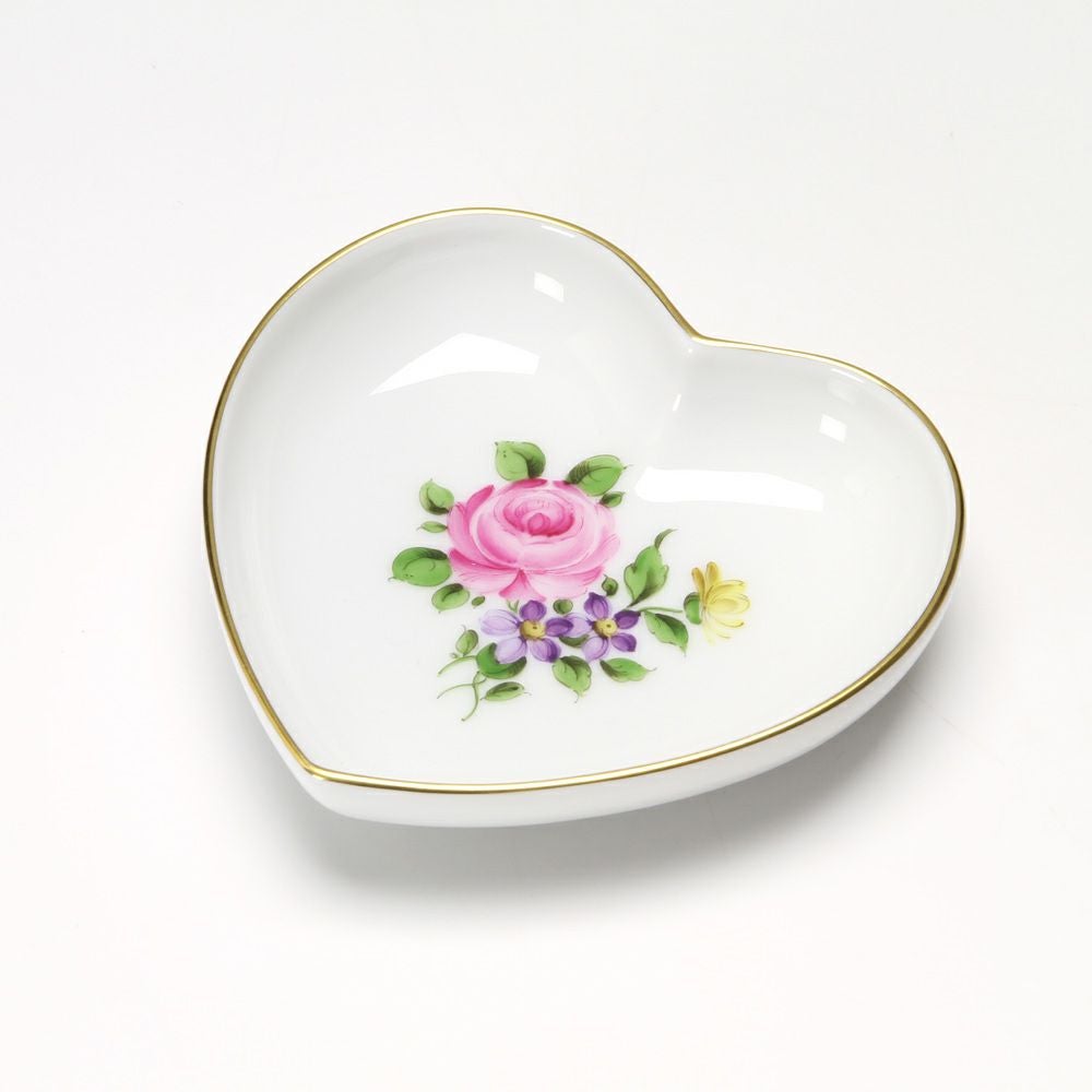 アウガルテン（AUGARTEN） シンプルブーケ（5052C） ピンクのバラ ハートディッシュ 10cm（862）