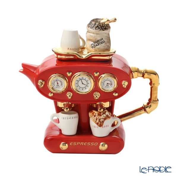 ティーポッタリー Teapottery ダブルエスプレッソマシン レッド 24×11