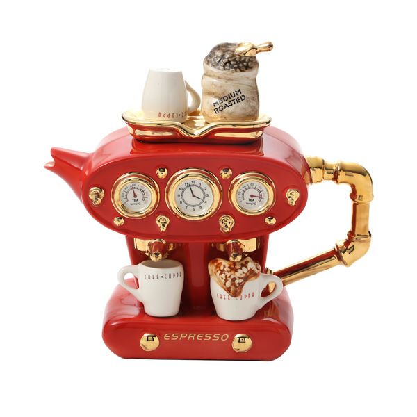 ティーポッタリー Teapottery ダブルエスプレッソマシン レッド 24×11