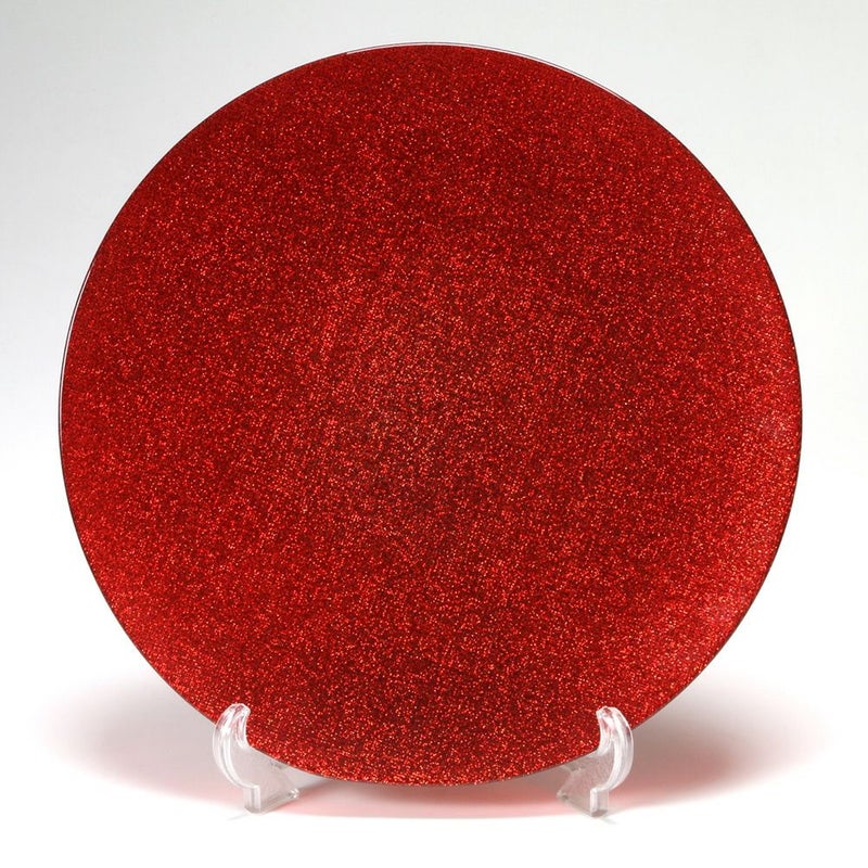 Vetro Felice ヴェトロ フェリーチェ グリッター プレート 35cm レッド