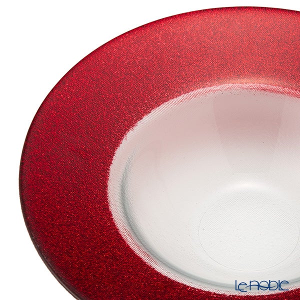 Vetro Felice ヴェトロ フェリーチェ グリッター リムボウル 19.5cm レッド＆クリア