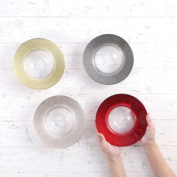 Vetro Felice ヴェトロ フェリーチェ グリッター リムボウル 19.5cm レッド＆クリア