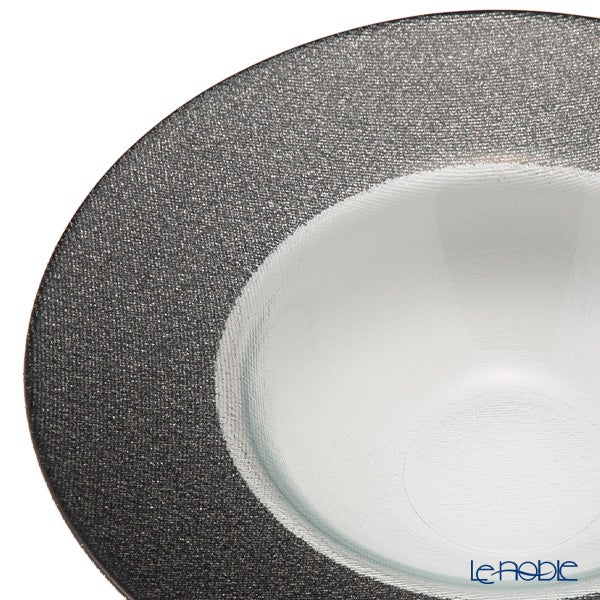 Vetro Felice ヴェトロ フェリーチェ グリッター リムボウル 19.5cm ダークグレイ＆クリア