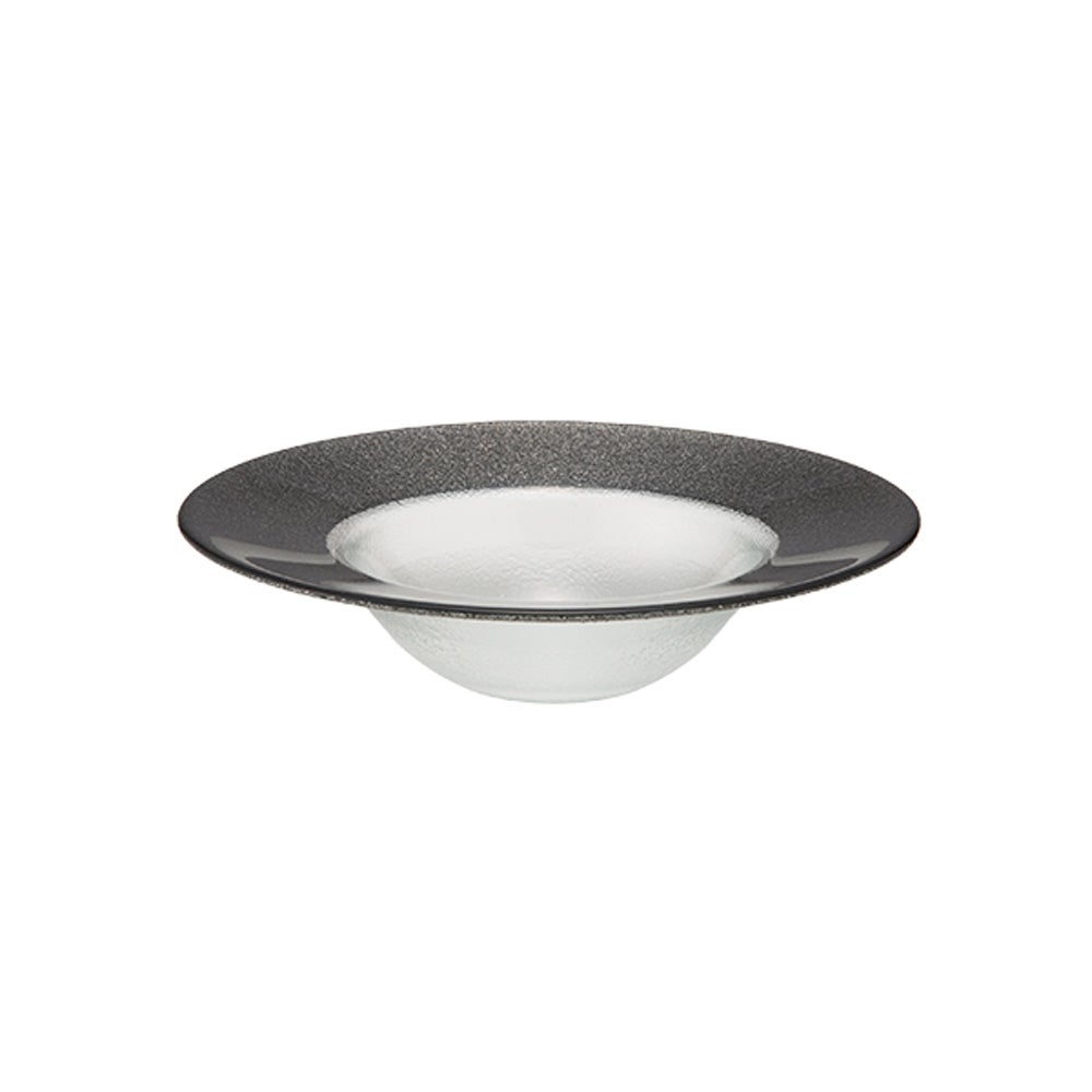 Vetro Felice ヴェトロ フェリーチェ グリッター リムボウル 19.5cm ダークグレイ＆クリア