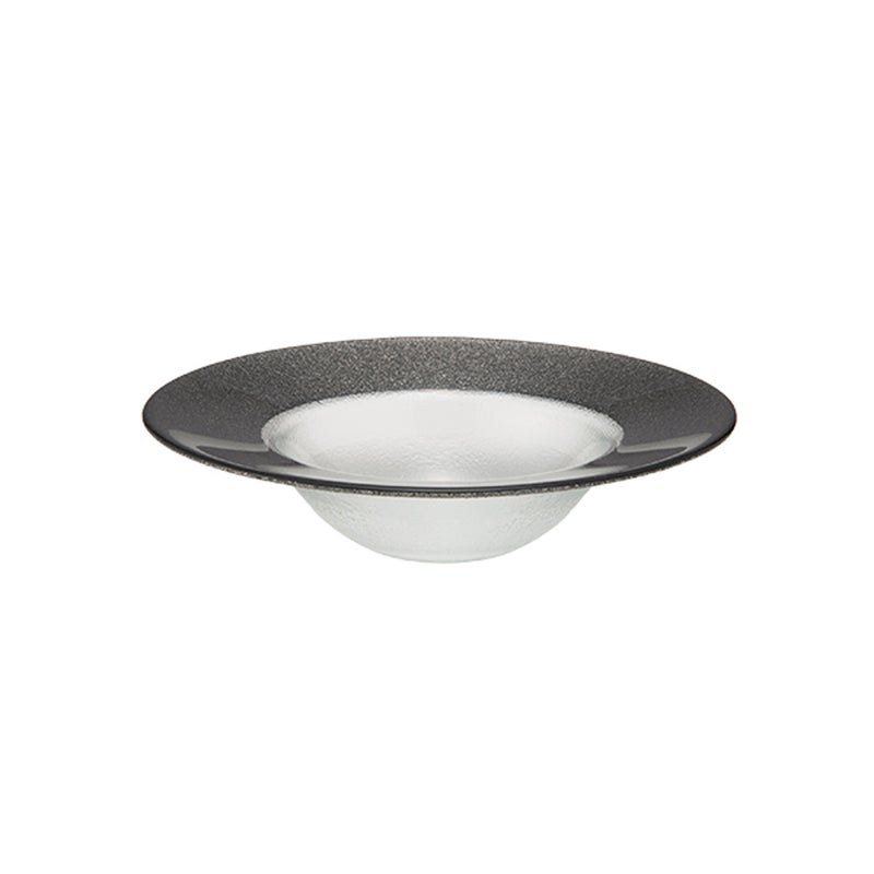 Vetro Felice ヴェトロ フェリーチェ グリッター リムボウル 19.5cm ダークグレイ＆クリア