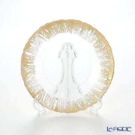 Vetro Felice ヴェトロ フェリーチェ フラッシュ プレート 21.5cm クリア＆ゴールド