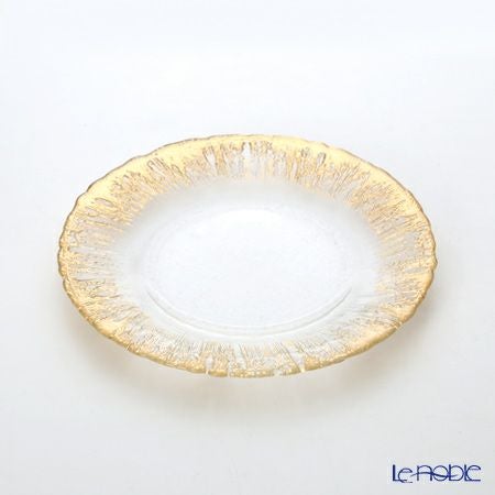 Vetro Felice ヴェトロ フェリーチェ フラッシュ プレート 21.5cm クリア＆ゴールド