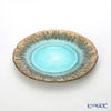 Vetro Felice ヴェトロ フェリーチェ フラッシュ プレート 21.5cm ターコイズブルー＆ゴールド