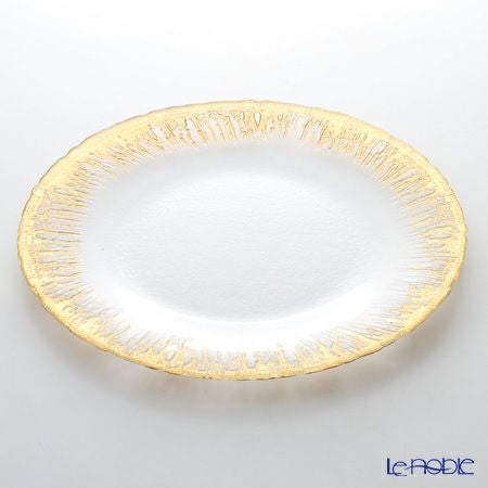 Vetro Felice ヴェトロ フェリーチェ フラッシュ プレート 33cm クリア＆ゴールド