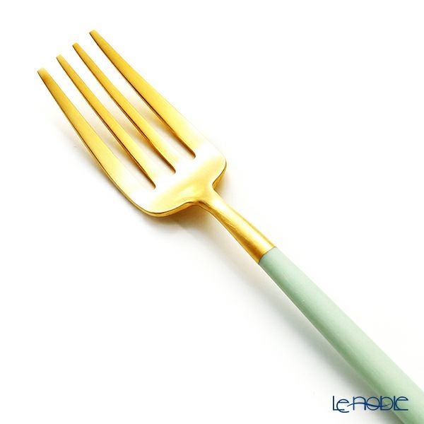 クチポール ゴア GOA セラドン／ゴールド デザートフォーク 18.5cm マット仕上げ